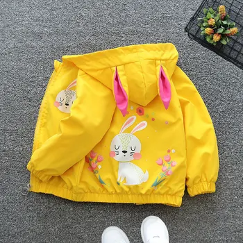  1-6 Rokov, Baby, Dievčatá Cartoon Bunny Coats Módne Bežné Deti Bundy Na Jar Jeseň Kapucňou Oblečenie Roztomilé Sladké Outerwears