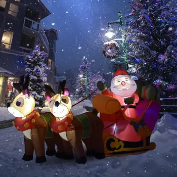  1.8 m LED Vianočné Nafukovacie Bábiky Nočné Svetlo Veselé Vianoce Vonkajšie Santa Sobov na Saniach Nový Rok Dekorácie, Záhradné Hračky
