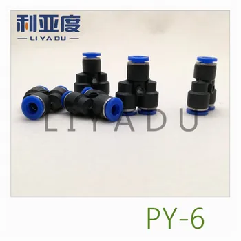  100KS /veľa PY-6 Pneumatické konektor PY plastové Y typ tri zapojte rýchle spoločné PY6