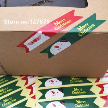  100ks Červená Zelená Cute Santa Claus/snehuliak Tesnenie Nálepky vianočný večierok pečenie balík papier štítky štítky Veselé vianoce darček