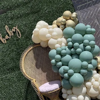  125Pcs Tiffany Modrý Oblúk Garland Balón Auta Farbu Pleti Gold Chrome Latexové Balóny Pre Svadobné Pozadie Narodeniny DIY Dekorácie