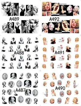  12PCS/veľa krásy Marilyn Monroe vody prenos nail art nálepky, nálepky na nechty, dekorácia príslušenstvo manikúra nástroje 8192