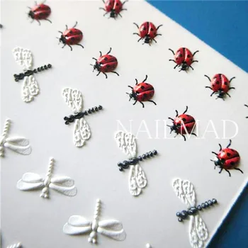  1pc 3D Akrylové Vyryté Bee Lotus na Nechty, Nálepky Plastický Ruže Kvet Vody Obtlačky Empaistic Nechtov tobogán Obtlačky Fashion Nails