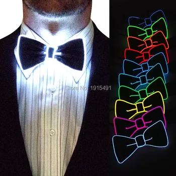  2020 Nový štýl Mens Light Up EL Drôt motýlik Kravata aktivované Zvukom LED Mužov Svetlá Bowtie Svadobné Svietiť Strana Dodávky