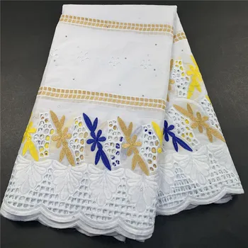  2022High Kvality Afriky Nigérijský Tylu Čipky Textílie Svadobné Party Šaty Šaty Swiss Bavlnenej Tkaniny, Vyšívané Damask 2.5 Metrov