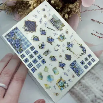  3D Nail Nálepky Nové modré kvitne kvet Dizajn DIY Zručnosti Nail Art Decoration Obaly samolepiace Prenos Odtlačkový Jazdca