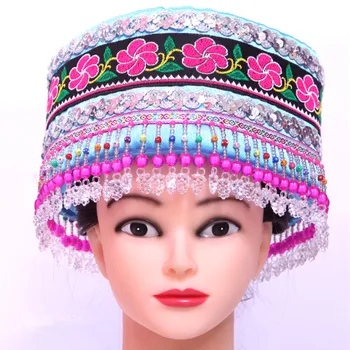  4 farby krásnej čínskej menšiny klobúk pre ženy národnej klobúk národného tanca klobúk národnej oblečenie miao oblečenie