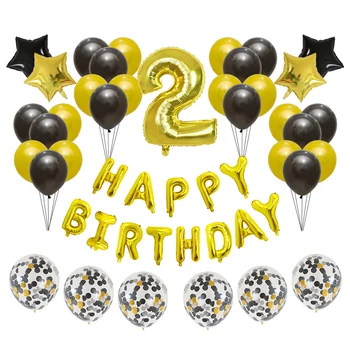  41pcs Číslo 18 Narodeninové Balóny 1 2 3. Happy Birthday 30 Rokov Dekorácie Gold A Black Chlapec Dievča Dodávky