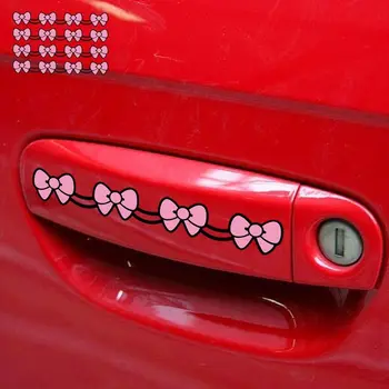 4PCS/Sada Luk-uzol Krásne Ružové Dievča Cartoon Auto Samolepky Creative Decoration Obtlačky Dvere, Rukoväť, Auto Tuning Styling D10