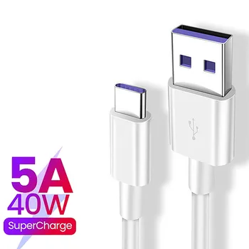  5A USB Typu C Kábel pre Huawei P40 Pro Mate 30 P30 Pro Supercharge 40W Rýchle Nabíjanie USB-C Nabíjací Kábel pre Telefón Kábel