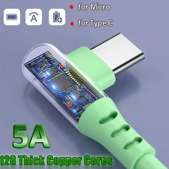  5A Vysoko Aktuálny Nabíjací Kábel Typu C konektor Micro USB Rýchle Nabíjanie Dátový Kábel pre Android Telefónu 1,2 m/1.8 m Kvapalné Silikónové Odolné Line