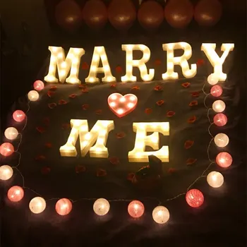  DIY Písmeno, Symbol, Znamenie Srdce Osvetlenie Plastové Vintage LED Svetlá Na Valentína Manželstva Svadobné Party Dovolenku Dekorácie
