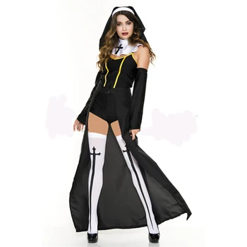  Halloween Kostým Pre Ženy Sexy Zlý Zvyk Mníška Kostým Náboženské Sestra Maškarný Dospelých Fantasia Mníška Kostým
