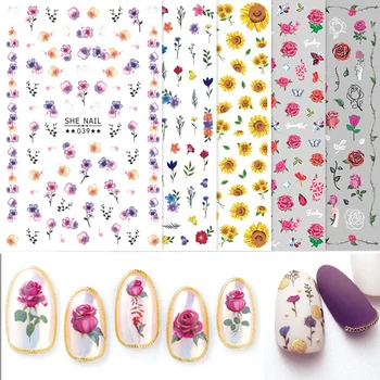  HNUIX Najnovšie 3d nail art nálepky Kvety Motívy Nechty Umenie manikúra odtlačkový dekorácie dizajn na nechty, nálepky na nechty, krásne tipy