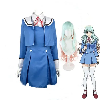 Japonsko, Anime výškových Invázie Kuon Shinzaki Cosplay Kostým Tenkuu Shinpan Školské Dievča Jednotné Modré Šaty Dlhé Parochne pre Ženy