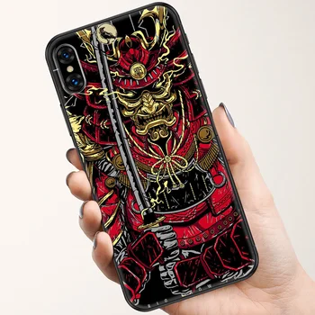  Japonský maska Oni samuraj Telefón puzdro Pre iphone 5 5S SE 2 6 6 7 8 11 12 Mini Plus X XS XR Pro Max black fashion späť luxus