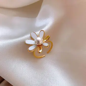  Jednoduché Daisy Kvet Prstene Pre Ženy A Dievčatá 2020 Nové Šperky Kórejský Otvoriť Krúžok Nastaviteľné Bijoux Dary