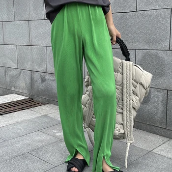  Letné dámske ležérne farbou vysoký pás split voľné nohavice