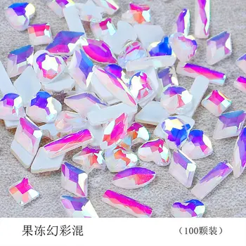  Nail Art Tvar, Veľkosť Mix 100ks Nechtov Drahokamy Aurora Phantom Špeciálne tvarované Kamienkami Crystal AB Nechtov Dekorácie Crystal Kamene