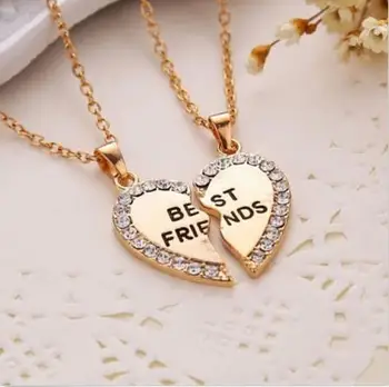  Najlepší Priatelia náhrdelník 2 časti pôvabnej spájať zlomené srdce, list prívesok navždy a Priateľstvo šperky veľkoobchod