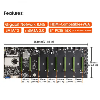 NOVÉ BTC-D37 Ťažba základnej Doske, 8 *PCIE 16X Slot GPU 55m DDR3 Pamäte mSATA3.0 SSD VGA+HDMI-kompatibilný Pre BTC Baník