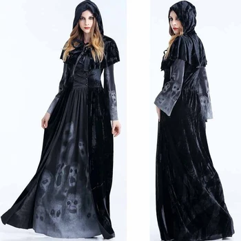  Nové Halloween Cosplay Šaty Black Devil Dress Ženy Vianočné Šaty Čarodejnice Šaty Upír Smrti Halloween Rave Oblečenie VDB1062