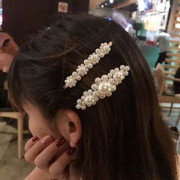  Nový Kórejský Módne Vlasy Klip Pre Ženy Trendy Jednoduché Dievča Pearl Barrettes Geometrické Strane Klip Pokrývku Hlavy Harigrip Vlasy Príslušenstvo