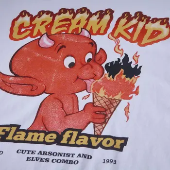 Oheň, Plameň Diabol Ice Cream Tlačiť T-Shirts Príležitostné Voľné Krátky Rukáv Tees Košele, Topy
