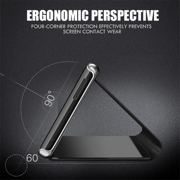  Smart Mirror Okna Flip Puzdro Pre Samsung Galaxy S Rezacím Zariadením S10 S9 S8 Plus Poznámka 9 8 10 A10 A20 A30 A40 A50 A70 A7 2018 Kožený Kryt
