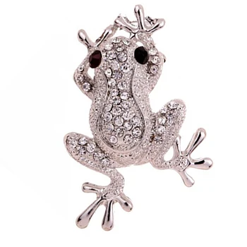 Strieborné Pozlátené Lovely Frog Tvar Vybojovať Svieti Drahokamu Dekor Brošňa Pin Šperky Darček