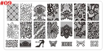  TOP Predaj! 1 ks BC01-10 Koruny Kvetinový Vzor Motýľ Nail Art Prerážanie Dosiek z Nerezovej Ocele Pečiatka Šablóny Šablóny Pre Nechty
