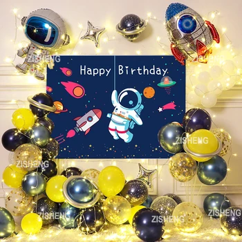  Vesmír Vesmír Astronaut Rocket Galaxy Theme Latex Fóliové Balóniky Garland Arch Baby Sprcha Chlapec Narodeninovej Párty Dekorácie