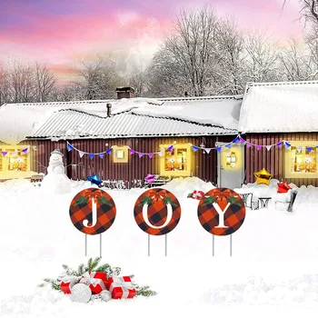  Vianočné Ozdoby Radosť Dvore Sign - Veľké Buffalo Skontrolujte, Koberčeky Kolo Veniec Dizajn pre Vnútorné a Vonkajšie Dovolenku Dodanie