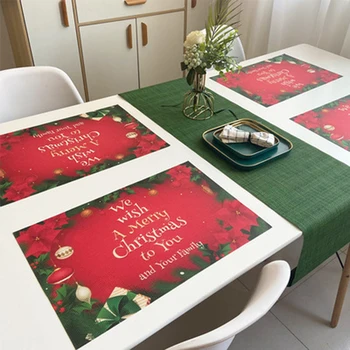  Vianočné Prestieranie Nepremokavé PVC Vytlačené Jedálenský Stôl Mat Nový Rok Dekorácie Pre Kuchyňa Vianočné Darčeky Nordic Domova