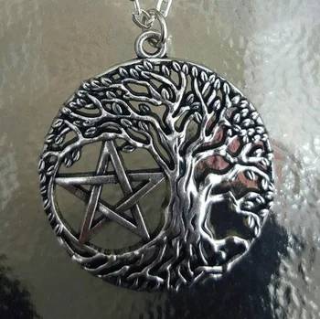  Wiccan šperky Strom života pentacle strieborný náhrdelník - Keltské Wicca šperky - pentacle náhrdelník - pohanské čarodejnice talizman