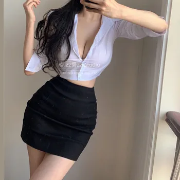  WOMENGAGA Nové Sexy Vysoký Pás Elegantné Hip Rap Módne Farbou Mini Sukne Hot kórejskej Ženy Víla Šaty Black 83JZ
