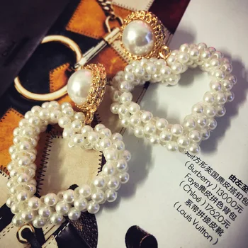  Ženy kórejský trendy Ručné Perly Srdci Veľký Pokles pearl Náušnice šperky na párty darček